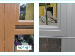 Vorher-Nachher eines Fensters in weiß