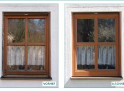 Vorher-Nachher eines Holzfensters