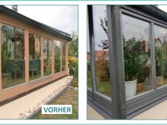 Vorher-Nachher eines Wintergartens in anthrazit