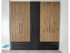 Garderobeneinbauschrank Asteiche und Graphitgrau Dekor