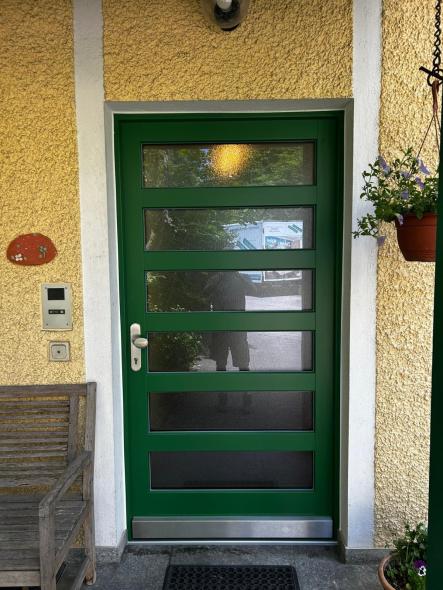 Holz Haustüre mit Sprossen RAL 6001 smaragdgrün